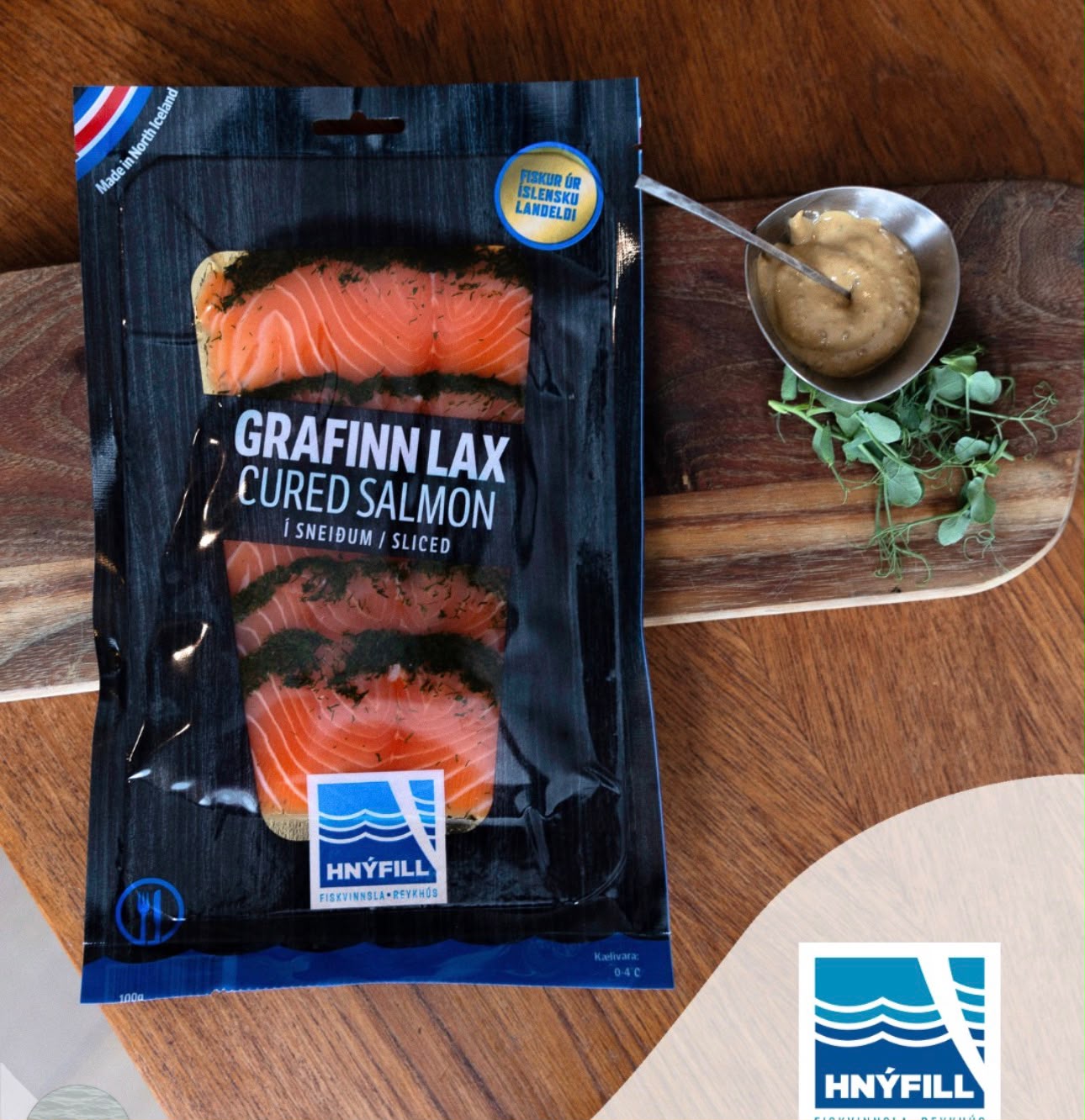 Grafinn lax í sneiðum 100g - Hnýfill